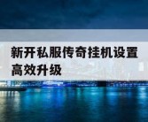 新开私服传奇挂机设置高效升级