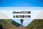 zhaosf123战斗技巧排行榜