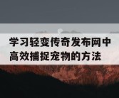 学习轻变传奇发布网中高效捕捉宠物的方法