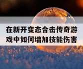 在新开变态合击传奇游戏中如何增加技能伤害