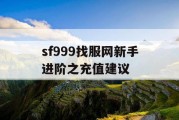 sf999找服网新手进阶之充值建议