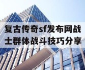 复古传奇sf发布网战士群体战斗技巧分享