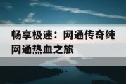 畅享极速：网通传奇纯网通热血之旅