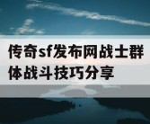 传奇sf发布网战士群体战斗技巧分享