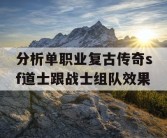 分析单职业复古传奇sf道士跟战士组队效果