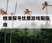 精准探寻优质游戏服指南