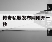 传奇私服发布网刚开一秒