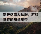 新开仿盛大私服，游戏世界的灰色地带