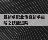 最新单职业传奇新手进阶之技能进阶
