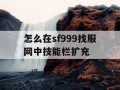 怎么在sf999找服网中技能栏扩充