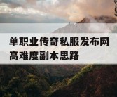 单职业传奇私服发布网高难度副本思路