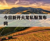 今日新开火龙私服发布网