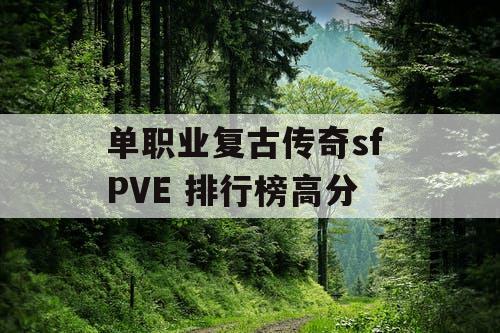 单职业复古传奇sf PVE 排行榜高分